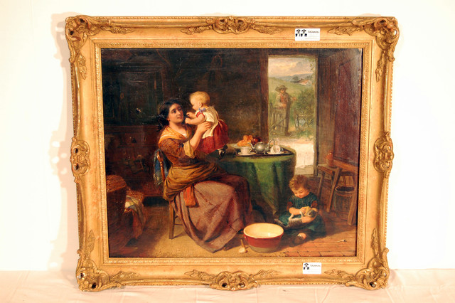 Pittura, la madre con i bambini