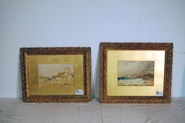 Couple paintings island motif and farm 