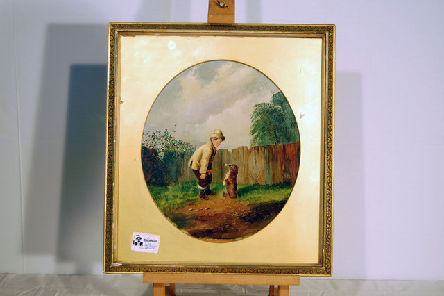 Painting boy with dog 