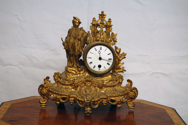 Table clock, bronzed 